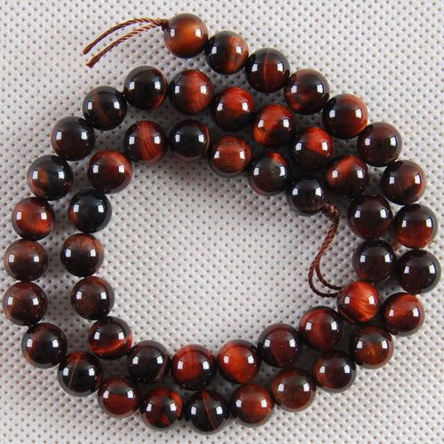 H0766 Red Tiger Eye Gem Ball Loose Beads 15.5  