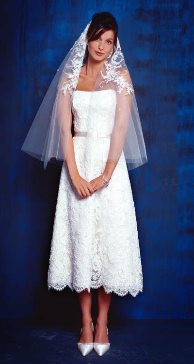 line Lace Tea Length Wedding Dress Style# Marisa  