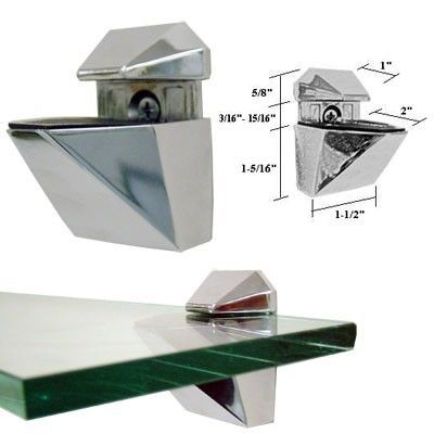 Polished Chrome Adjustable Glass or Wood Shelf Brackets  