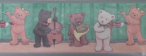 Teddy Bear Wallpaper Border Orchestra Musical Music Kid  
