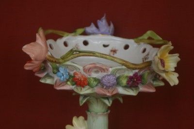 Dresden Sitzendorf Centerpiece Figures Flowers 2 Piece  