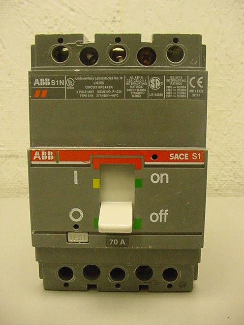 ABB S1N 3 POLE CIRCUIT BREAKER SACE 70A 480V Nice  