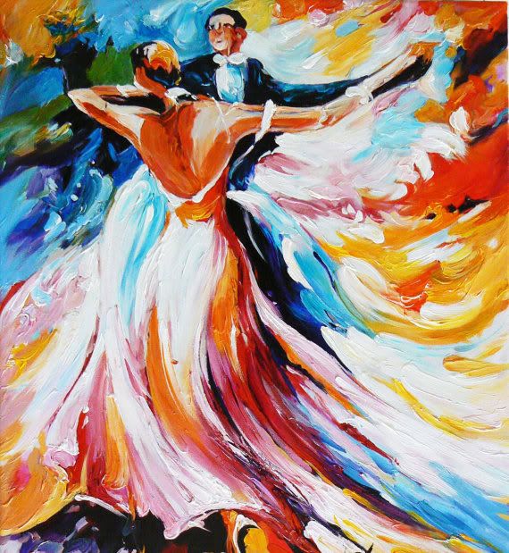 Oil Painting Canvas Spanish Flamenco Dancer Red Dress Modern Wall 