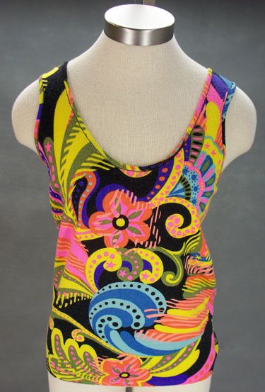 GIANNI VERSACE COUTURE VTG Yellow Pink Purple Flowers Stars Tank Top 