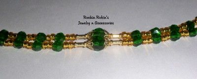 Handmade Catholic Rosary Bead Necklace~ Emerald Diamond  