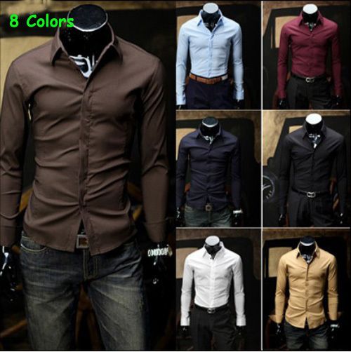 2012 New Mens Stylish Dress Shirts Fit Slim Casual Shirts 8 Colors 4 