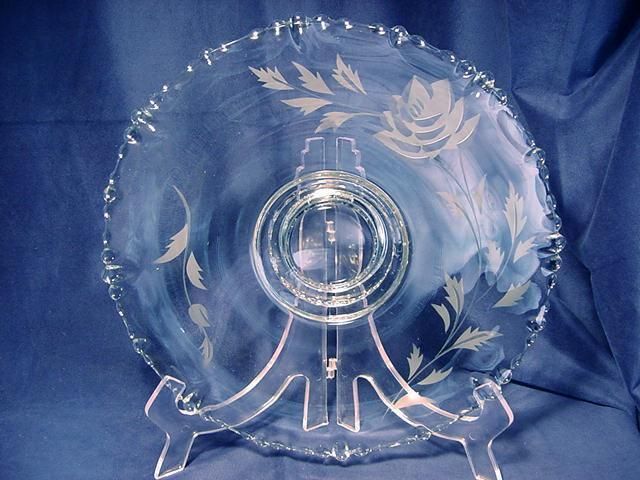 Gorgeous Crystal Cut & Etched Pedestal Cake Plate Stand  