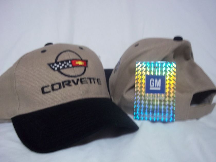GM Chevrolet Chevy Corvette Hat Cap Logo Emblem C4 C 4 Tan Black 