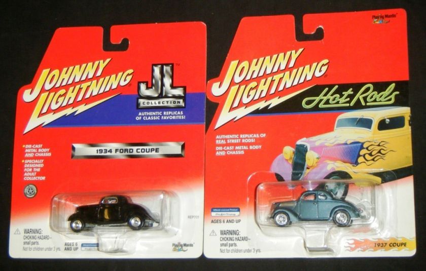 1934 FORD COUPE & 1937 COUPE Johnny Lightning Die Cast Hot Rod 