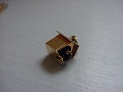 Antique Solid 10k Yellow Gold Dog or Bird House Charm  
