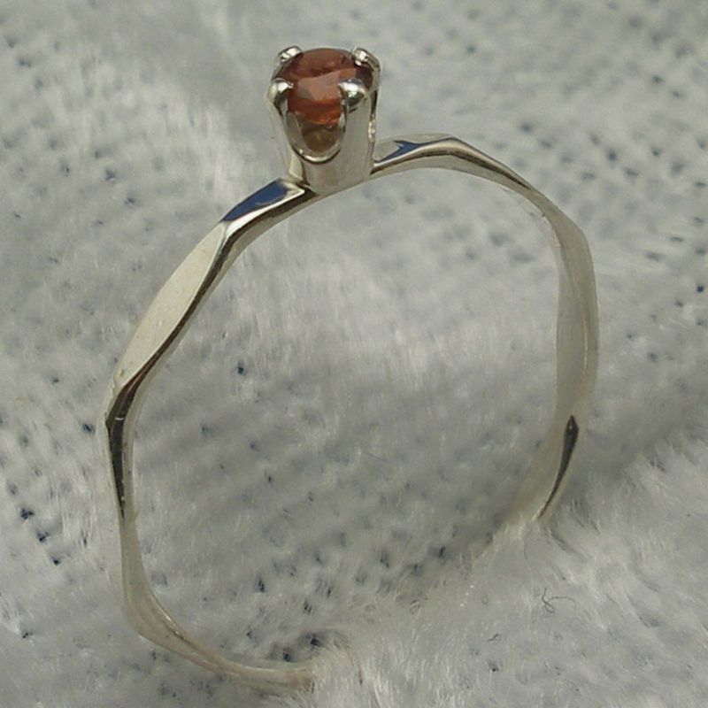 Garnet Baby Ring, Hand Crafted Sterling, January Birth  