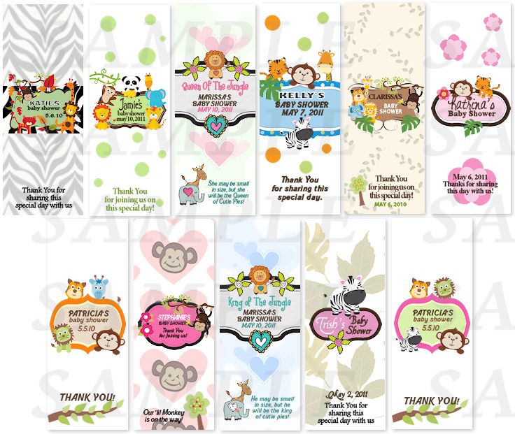 MONKEY JUNGLE Baby Shower Candy Wrapper Favors Labels  